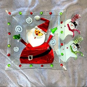 Christmas Holiday Santa Serving Bowl & Snowman Candy Dishes